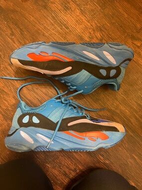 Yeezy boost 700 mnvn Blue Athletic Sneakers with Orange Accents